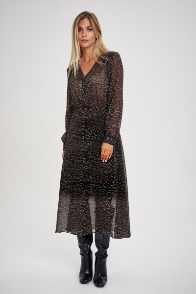 Платье шифоновое в горошек и V-образным вырезом THE NAME 2336 - фото 4