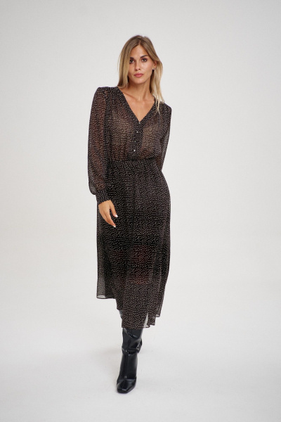 Платье шифоновое в горошек и V-образным вырезом THE NAME 2336 - фото 2
