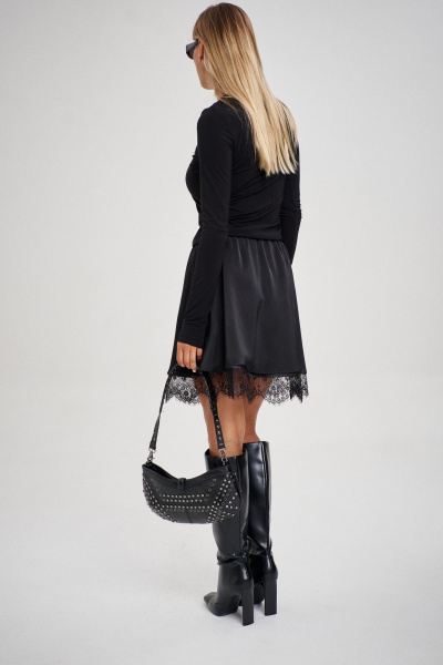 Юбка мини из атласа с кружевом и эластичным поясом THE NAME 2338 - фото 7