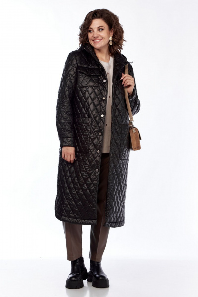 Пальто свободного силуэта из стеганой плащёвой ткани Jurimex 2963 черный - фото 1