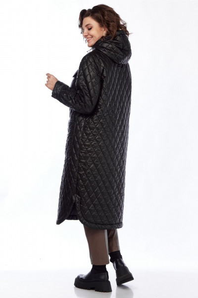 Пальто свободного силуэта из стеганой плащёвой ткани Jurimex 2963 черный - фото 2
