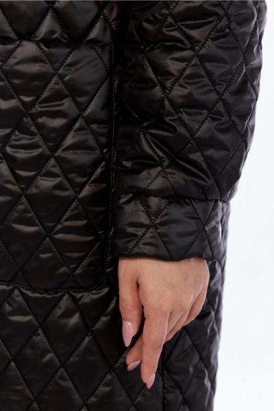 Пальто свободного силуэта из стеганой плащёвой ткани Jurimex 2963 черный - фото 7