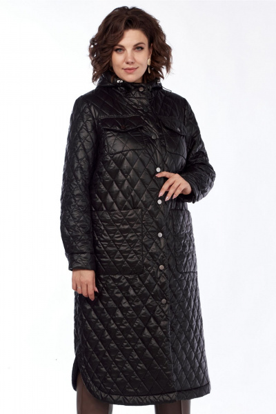 Пальто свободного силуэта из стеганой плащёвой ткани Jurimex 2963 черный - фото 5