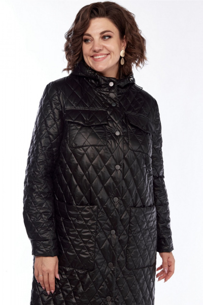 Пальто свободного силуэта из стеганой плащёвой ткани Jurimex 2963 черный - фото 4