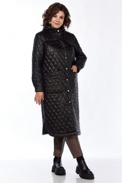 Пальто свободного силуэта из стеганой плащёвой ткани Jurimex 2963 черный - фото 3