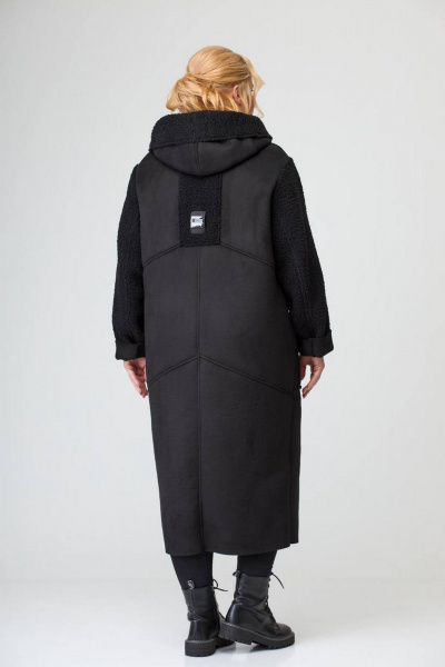 Женский кардиган из искусственной замши с отделкой мехом Диомант 2030 черный - фото 4