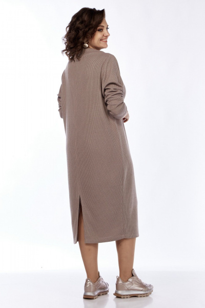 Платье из вискозы и трикотажа с съемным поясом Диомант 2005 пудра - фото 8