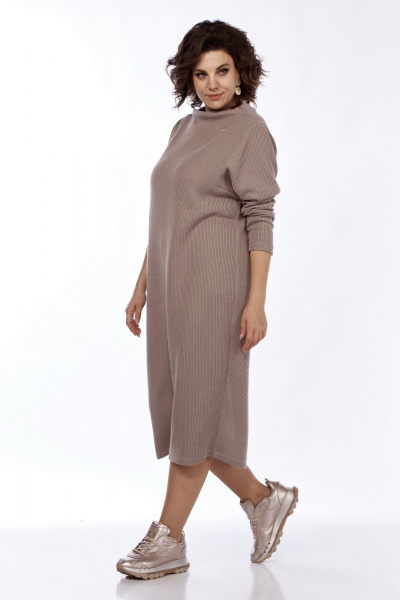 Платье из вискозы и трикотажа с съемным поясом Диомант 2005 пудра - фото 5