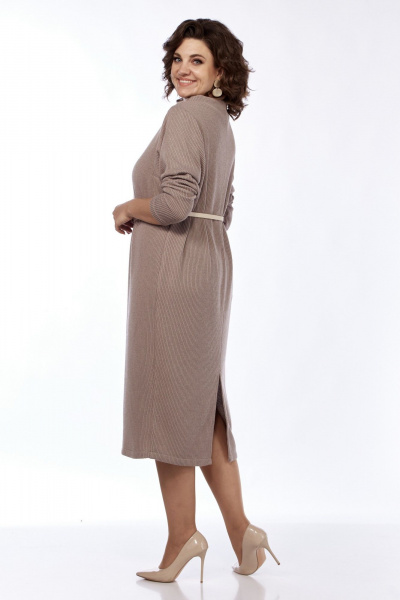 Платье из вискозы и трикотажа с съемным поясом Диомант 2005 пудра - фото 2