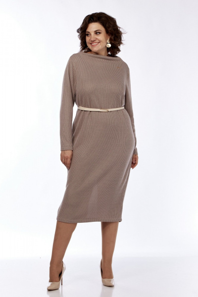Платье из вискозы и трикотажа с съемным поясом Диомант 2005 пудра - фото 1