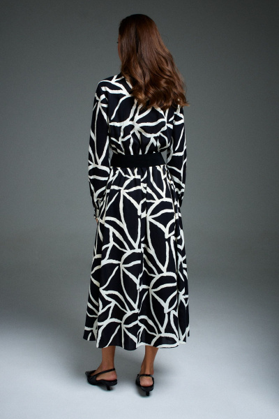 Деловое приталенное платье с поясом и длинным рукавом DILIA 0897 мультидизайн - фото 3