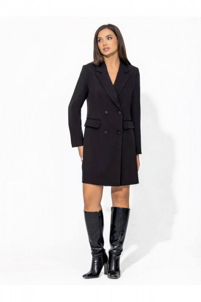 Черное платье-пиджак из костюмного материала для делового образа Gold Style 2655 - фото 5