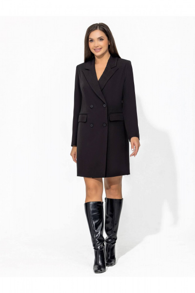 Черное платье-пиджак из костюмного материала для делового образа Gold Style 2655 - фото 2