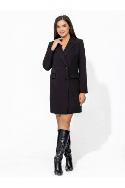 Черное платье-пиджак из костюмного материала для делового образа Gold Style 2655 - фото 1
