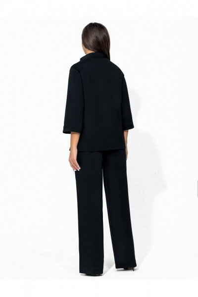 Деловой костюм с декором из экокожи и свободным силуэтом Gold Style 2598 черный - фото 2