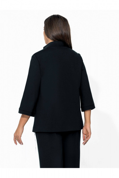 Деловой костюм с декором из экокожи и свободным силуэтом Gold Style 2598 черный - фото 4
