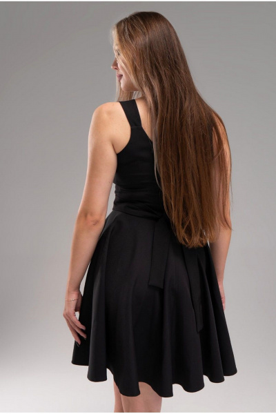 Платье коктейльное короткое приталенное на широких бретелях AVEEVA 5202 черный - фото 4