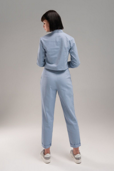 Джинсовый костюм 2-ка из тонкого джинса с ремнем AVEEVA 5467/5837 голубой - фото 3