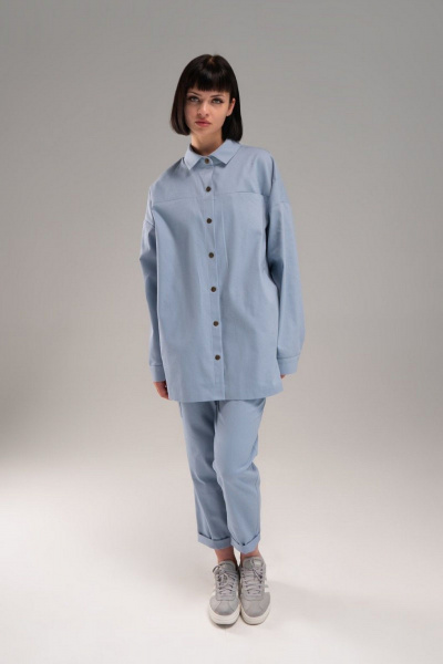 Джинсовая куртка желтая с леопардовыми отделками AVEEVA 5470 голубой - фото 4