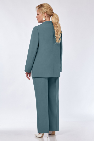 Трехпредметный женский костюм из текстиля с жакетом и брюками БагираАнТа 929 серо-мятный - фото 3