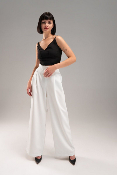 Брюки палаццо с карманами на каждый день, 110 см длина AVEEVA 5834 молочный - фото 1