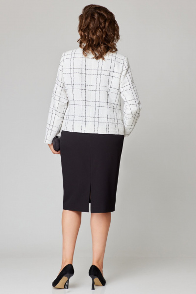 Элегантный белый и черный костюм с юбкой и жакетом Мишель стиль 1214 черно-белый - фото 9