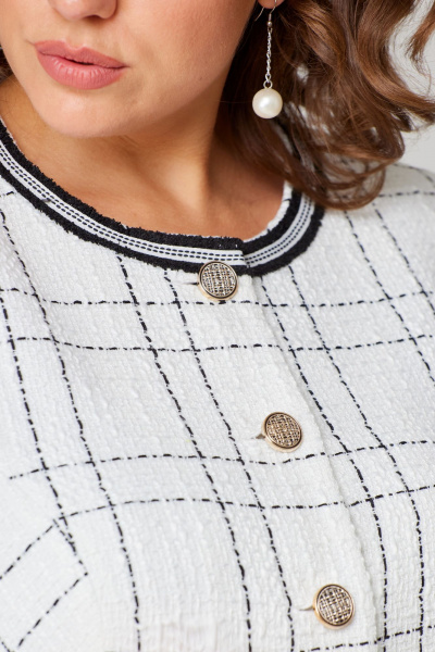 Элегантный белый и черный костюм с юбкой и жакетом Мишель стиль 1214 черно-белый - фото 8