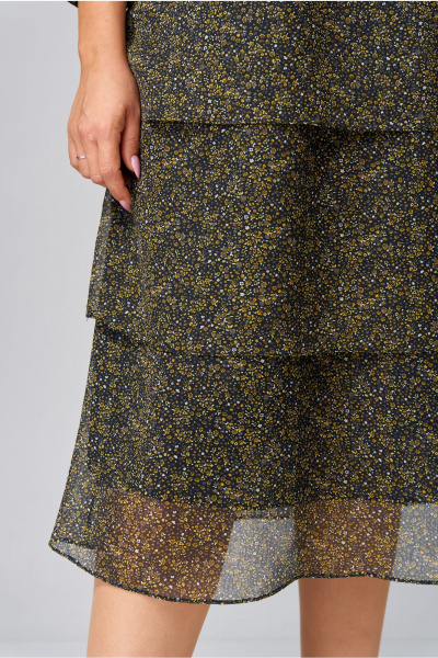 Зеленое платье с воланами и отрезной кокеткой из шифона Орхидея 1473 - фото 6