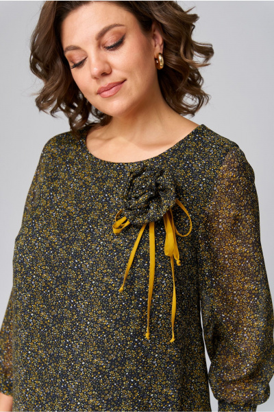 Зеленое платье с воланами и отрезной кокеткой из шифона Орхидея 1473 - фото 5