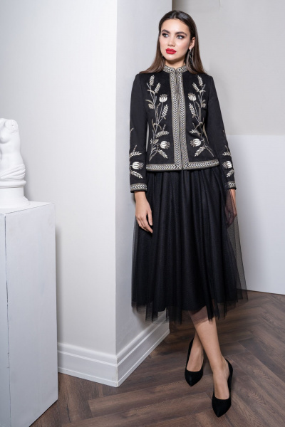 Жакет нарядный из искусственной замши с вышивкой Urs 22-507-1 - фото 7