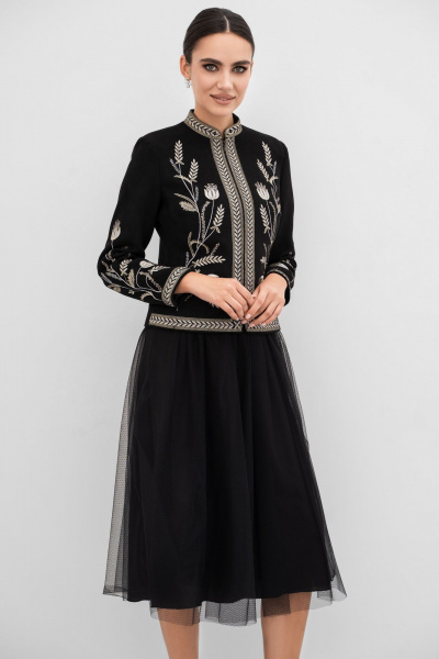 Жакет нарядный из искусственной замши с вышивкой Urs 22-507-1 - фото 4