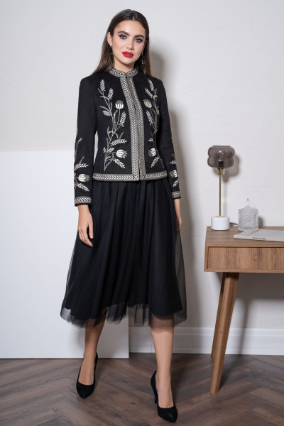 Жакет нарядный из искусственной замши с вышивкой Urs 22-507-1 - фото 3