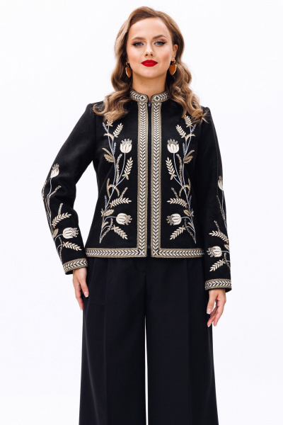 Жакет нарядный из искусственной замши с вышивкой Urs 22-507-1 - фото 2