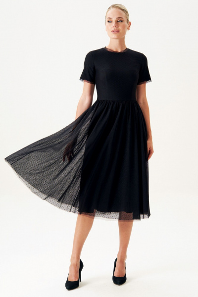 Платье из текстиля с воздушным многослойным силуэтом Urs 22-978-6 - фото 5