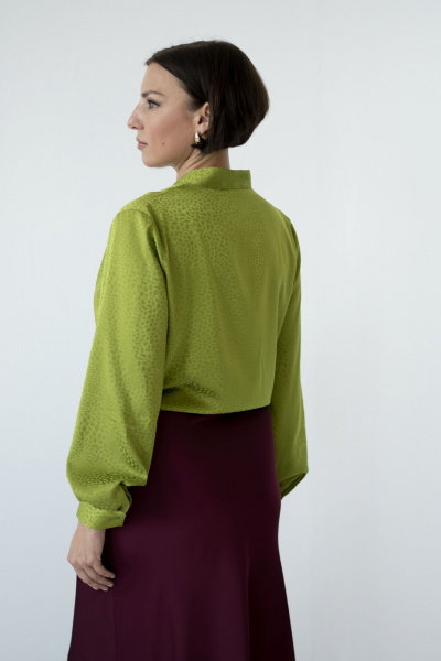 Блуза из текстиля с длинным рукавом и пуговицами Nadex 20-094110/518-24 зеленый - фото 3