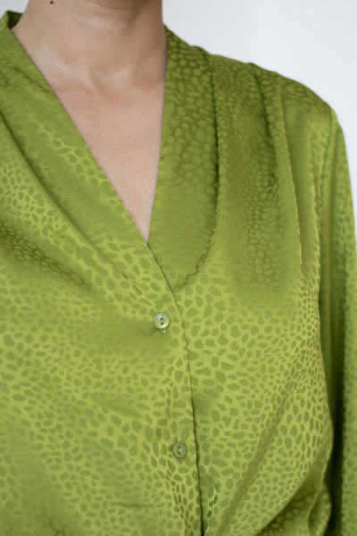 Блуза из текстиля с длинным рукавом и пуговицами Nadex 20-094110/518-24 зеленый - фото 5