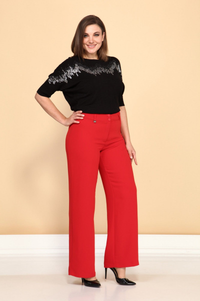 Красные деловые брюки со стрелками и застежкой Klever 376С красный - фото 2