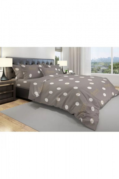 Комплект постельного белья евро из текстиля с принтом СонМаркет Бязь Bubbles темный Евро-1 - фото 1