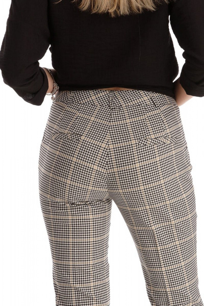 Женские брюки с складками и карманами на молнии Klever 376В серый_клетка - фото 4