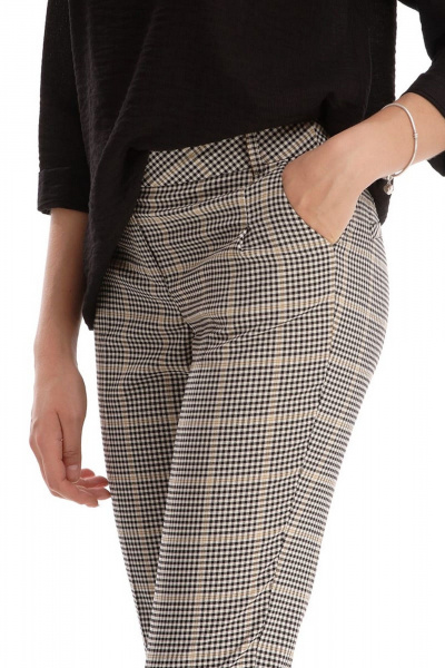 Женские брюки с складками и карманами на молнии Klever 376В серый_клетка - фото 3