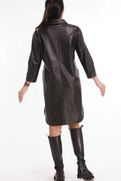 Кардиган из экокожи с карманами и разрезами на каждый день Klever 165А черный - фото 5