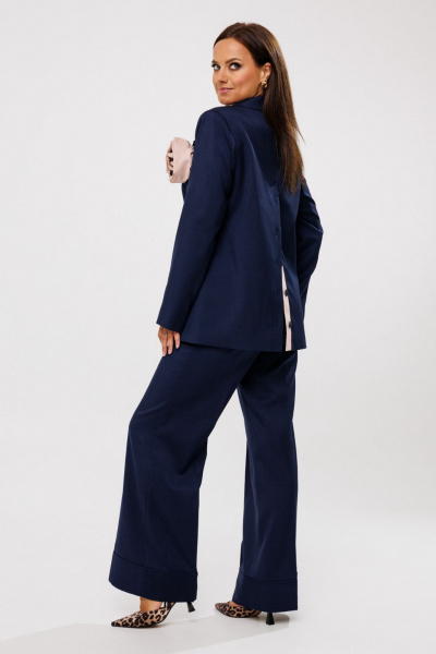 Костюм брюки и жакет прямого кроя из текстиля Mubliz 190 синий - фото 2