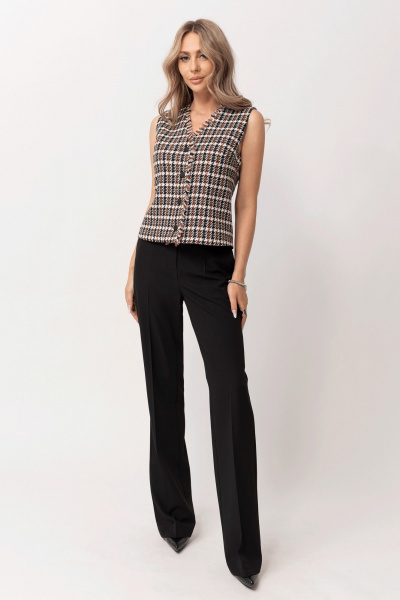 Демисезонный костюм из текстиля: брюки и жилет с бахромой Golden Valley 6605 черный - фото 1