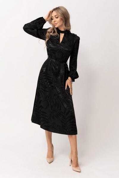 Платье прямого силуэта с втачным воротником и разрезами Golden Valley 44065 черный - фото 1