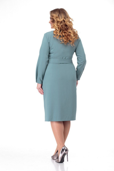Платье с нагрудными вытачками и длинным рукавом из текстиля Anelli 890 бирюзовый - фото 3