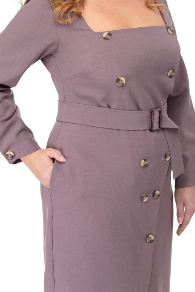 Платье с мерцающими планками и прорезными карманами Anelli 890 слива - фото 7