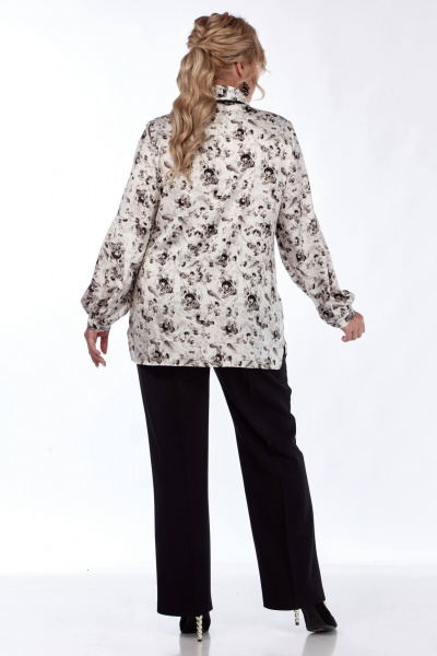 Блуза из текстиля с принтом, складками и брошью, на каждый день Элль-стиль 2320а - фото 6