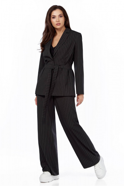 Серый жакет и брюки из вискозы с отложным воротником и вытачками LaKona 11635 графит - фото 11