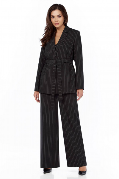 Серый жакет и брюки из вискозы с отложным воротником и вытачками LaKona 11635 графит - фото 1