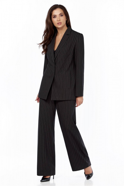 Серый жакет и брюки из вискозы с отложным воротником и вытачками LaKona 11635 графит - фото 2